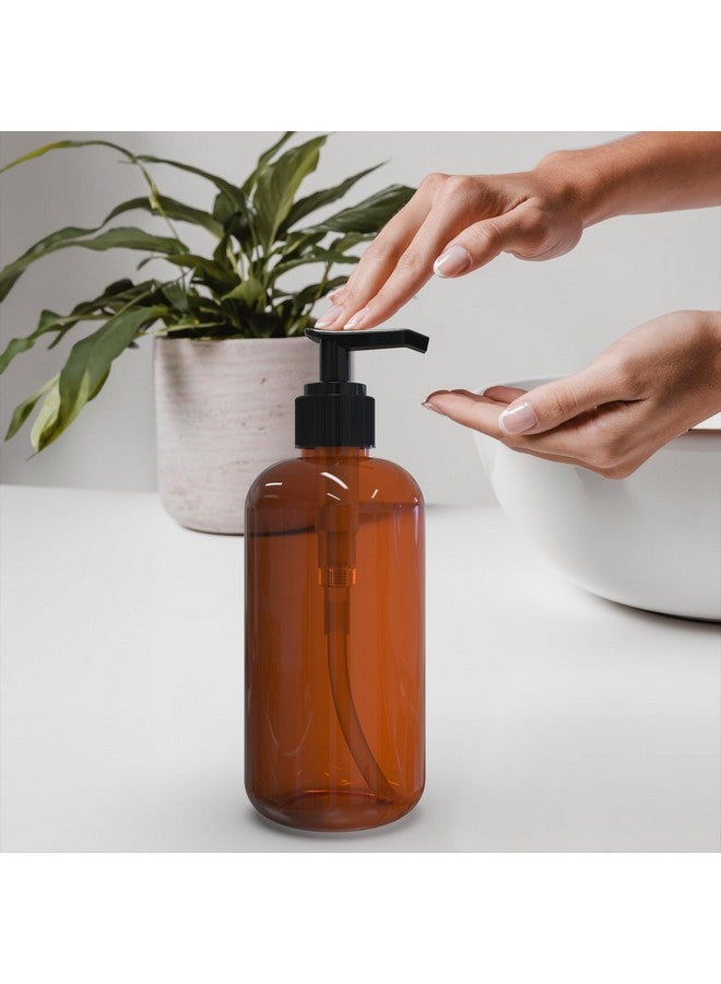 BRIGHTFROM Plastic Bottles With Pump Dispenser, 8 Oz Empty, Bpa Free Refillable Containers For Body Wash, Moisturizer, Face Cream, Liquid Soap - Amber/Black - 2 Pack - Image 4