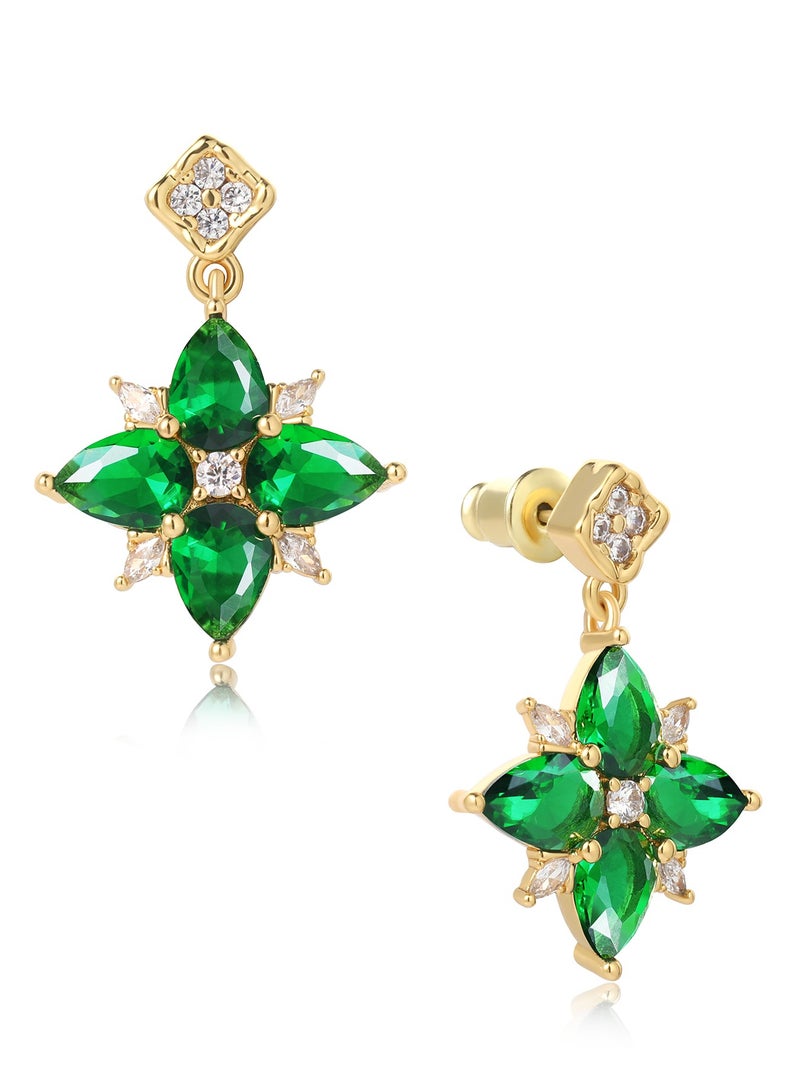 QUAINT Luxury Green Zircon Flower-Shaped Earrings - Image 2