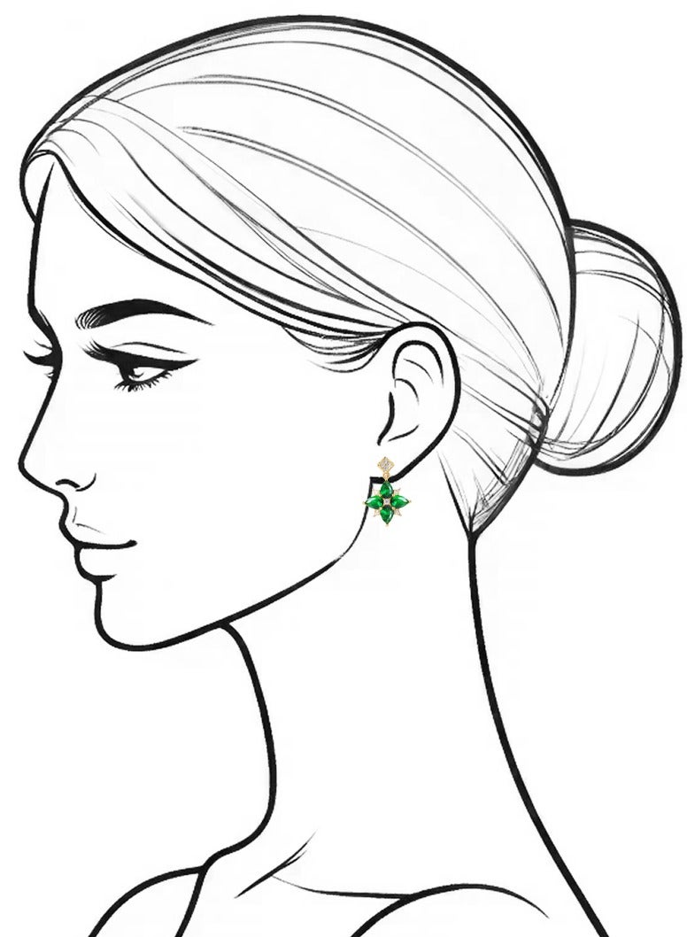 QUAINT Luxury Green Zircon Flower-Shaped Earrings - Image 3