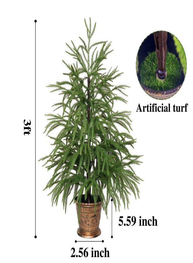 XmasExp 2.5ft Norfolk Pine Tree Artificial Faux Potted Real Touch Christmas Tree for Front Porch Indoor Outdoor Decor (Green) - Image 2