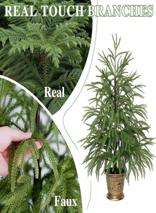 XmasExp 2.5ft Norfolk Pine Tree Artificial Faux Potted Real Touch Christmas Tree for Front Porch Indoor Outdoor Decor (Green) - Image 4