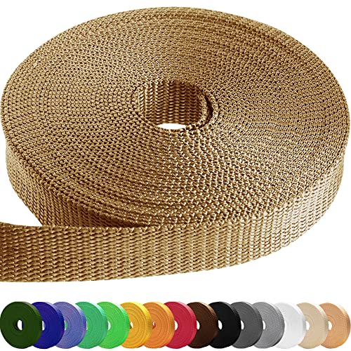 TECEUM 1 Inch Webbing – Tan – 50 Yards – 1” Webbing for Outdoors Indoors Crafting DIY - Image 1