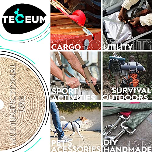 TECEUM 1 Inch Webbing – Tan – 50 Yards – 1” Webbing for Outdoors Indoors Crafting DIY - Image 4