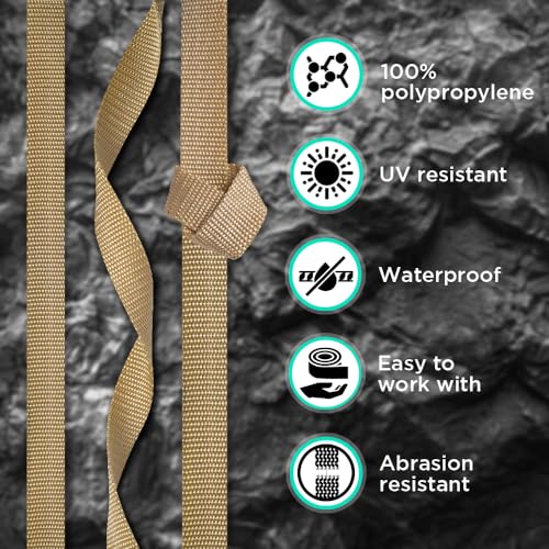 TECEUM 1 Inch Webbing – Tan – 50 Yards – 1” Webbing for Outdoors Indoors Crafting DIY - Image 3