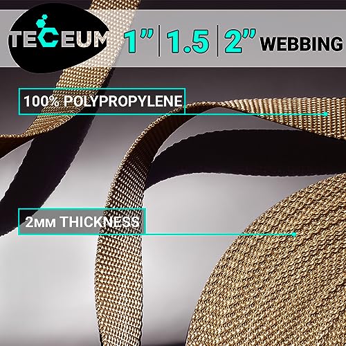 TECEUM 1 Inch Webbing – Tan – 50 Yards – 1” Webbing for Outdoors Indoors Crafting DIY - Image 2