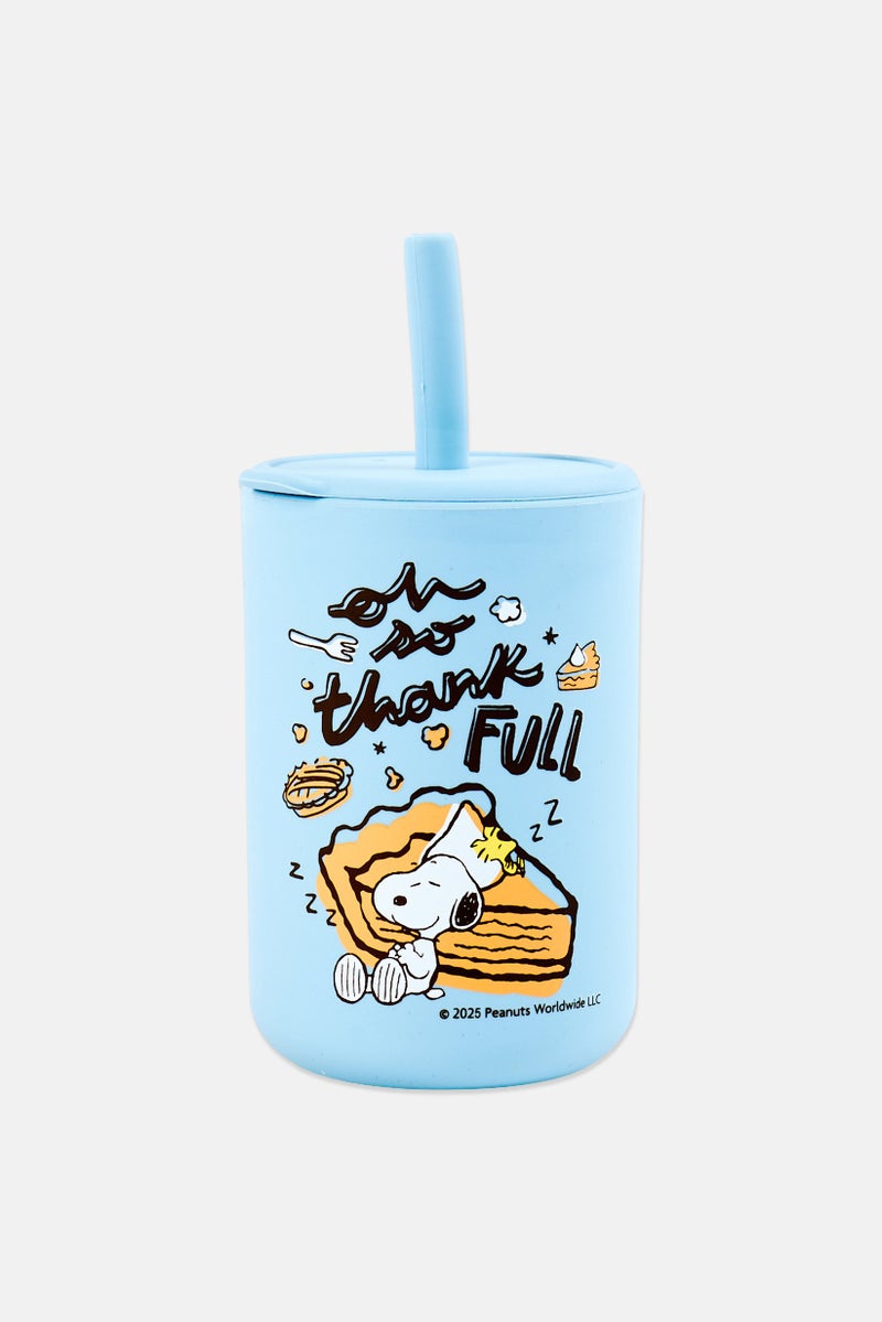 Peanuts Silicone Tumbler With Straw 180 ml, Sage Blue - Image 1
