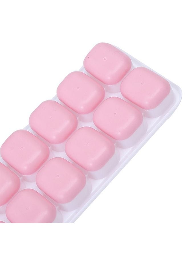 Ant - Durable Food-Grade Safety Ice Cubes Trays with Lid, Reusable Silicone 14-Ice Cube Molds with Spill-Resistant Removable Lid for Any Drink & DIY (Pink) - Image 1