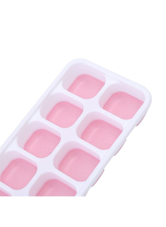 Ant - Durable Food-Grade Safety Ice Cubes Trays with Lid, Reusable Silicone 14-Ice Cube Molds with Spill-Resistant Removable Lid for Any Drink & DIY (Pink) - Image 1