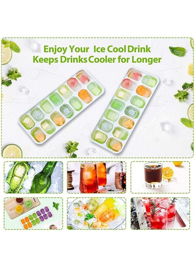 Ant - Durable Food-Grade Safety Ice Cubes Trays with Lid, Reusable Silicone 14-Ice Cube Molds with Spill-Resistant Removable Lid for Any Drink & DIY (Pink) - Image 1