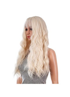 SWACC SWACC 26-Inch Women Long Wave Curly Synthetic Hair Full Wig with Wig Cap (Platinum Blonde)  - Image 3