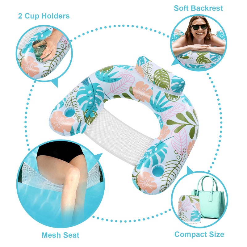 ANNILã€2 Packã€‘ Adult Inflatable Pool Floats Chair, Water Leisure Inflatable Floating Chair,Drink Holder, Ergonomic Headrest,Pool Floaties for Adults Swimming Pool Party, Summer Water Fun - Image 5
