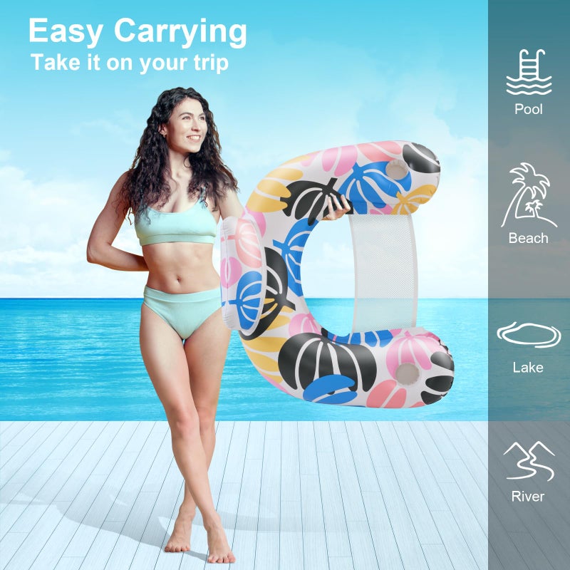 ANNILã€2 Packã€‘ Adult Inflatable Pool Floats Chair, Water Leisure Inflatable Floating Chair,Drink Holder, Ergonomic Headrest,Pool Floaties for Adults Swimming Pool Party, Summer Water Fun - Image 3