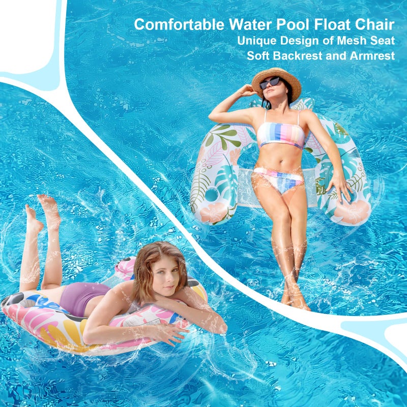 ANNILã€2 Packã€‘ Adult Inflatable Pool Floats Chair, Water Leisure Inflatable Floating Chair,Drink Holder, Ergonomic Headrest,Pool Floaties for Adults Swimming Pool Party, Summer Water Fun - Image 4
