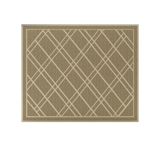 SlipToGrip Universal Door Mat, Plaid Design - Khaki, 42 x 35 - Anti Slip, Durable and Washable, Outdoor and Indoor Floor Welcome Mat - Front Door, Dust Absorbent - Image 1