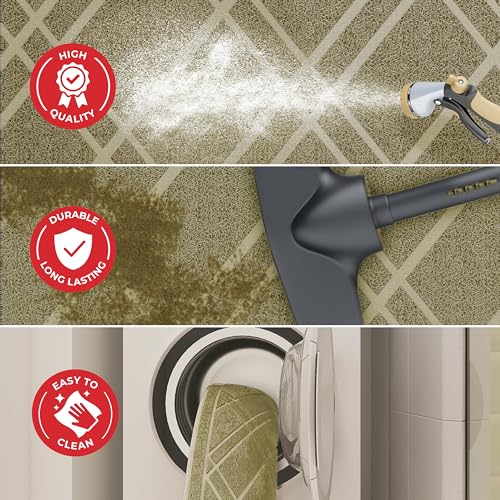 SlipToGrip Universal Door Mat, Plaid Design - Khaki, 42 x 35 - Anti Slip, Durable and Washable, Outdoor and Indoor Floor Welcome Mat - Front Door, Dust Absorbent - Image 5