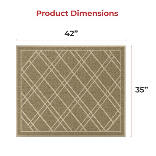 SlipToGrip Universal Door Mat, Plaid Design - Khaki, 42 x 35 - Anti Slip, Durable and Washable, Outdoor and Indoor Floor Welcome Mat - Front Door, Dust Absorbent - Image 3
