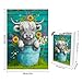 Artinhand Great Jigsaw Puzzles for Adults 300 Pieces Farmhouse Highland Cow with Flowers Puzzles for Adults Toys Gift Family Decoration Kids Puzzle - Image 4