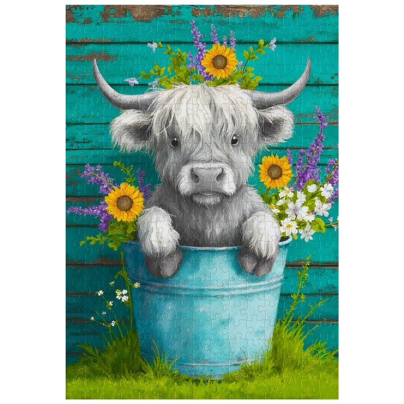Artinhand Great Jigsaw Puzzles for Adults 300 Pieces Farmhouse Highland Cow with Flowers Puzzles for Adults Toys Gift Family Decoration Kids Puzzle - Image 3