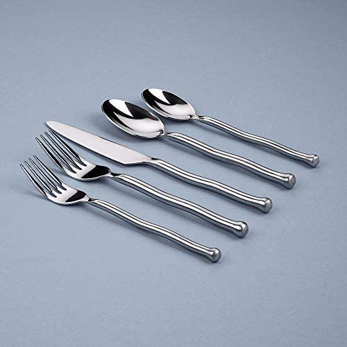Gourmet Settings - 20-Piece Flatware Set - Exotique Platinum Collection - Matte / Polished Silverware Cutlery Set - Service for 4 - Stainless Steel Kitchen Utensils Knife/Fork/Spoons - Dishwasher Safe (34-406) - Image 2