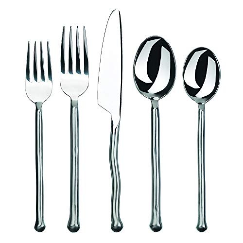 Gourmet Settings - 20-Piece Flatware Set - Exotique Platinum Collection - Matte / Polished Silverware Cutlery Set - Service for 4 - Stainless Steel Kitchen Utensils Knife/Fork/Spoons - Dishwasher Safe (34-406) - Image 1