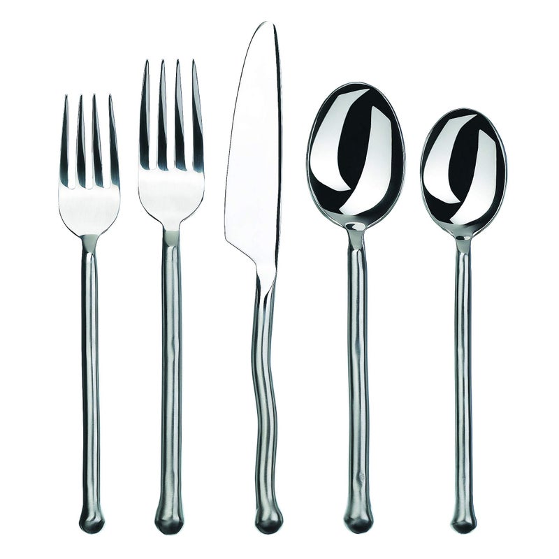 Gourmet Settings - 20-Piece Flatware Set - Exotique Platinum Collection - Matte / Polished Silverware Cutlery Set - Service for 4 - Stainless Steel Kitchen Utensils Knife/Fork/Spoons - Dishwasher Safe (34-406) - Image 5