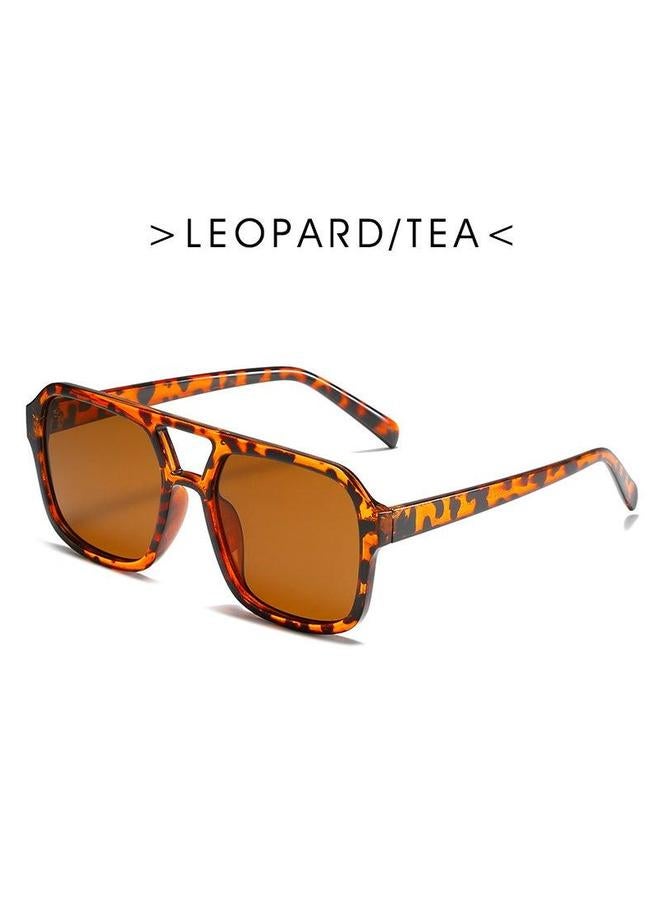 Korean Fashion Square Sunglasses Retro Unisex Leopard print tea