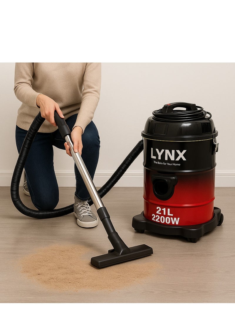 لينكس مكنسة كهربائية جافة من لينكس سعة 21 لترًا، محرك قوي بقوة 2200 واط، تنظيف متعدد الأغراض مع وظيفة النفخ والملحقات - أسطوانة من الفولاذ المقاوم للصدأ شديدة التحمل لتنظيف المنازل والمكاتب والسيارات - Image 3