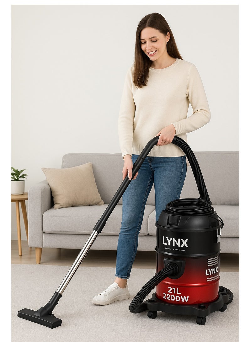 لينكس مكنسة كهربائية جافة من لينكس سعة 21 لترًا، محرك قوي بقوة 2200 واط، تنظيف متعدد الأغراض مع وظيفة النفخ والملحقات - أسطوانة من الفولاذ المقاوم للصدأ شديدة التحمل لتنظيف المنازل والمكاتب والسيارات - Image 5