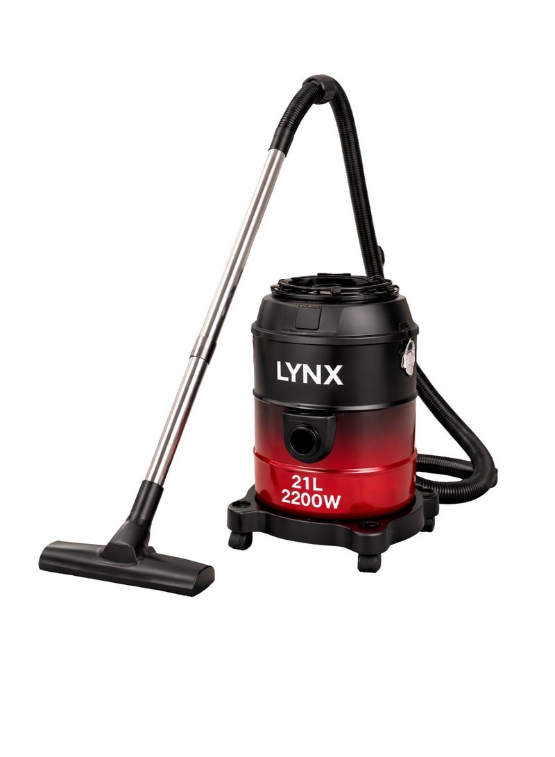 LYNX Powerful Vacuum Cleaner 2200W with 21L Metal Drum, Multi Filtration, Air Blowing, Easy Moving Wheels, Stainless Steel Tube, 2in1 Brush & Long Power Cord – LY-VC2001 - Image 1