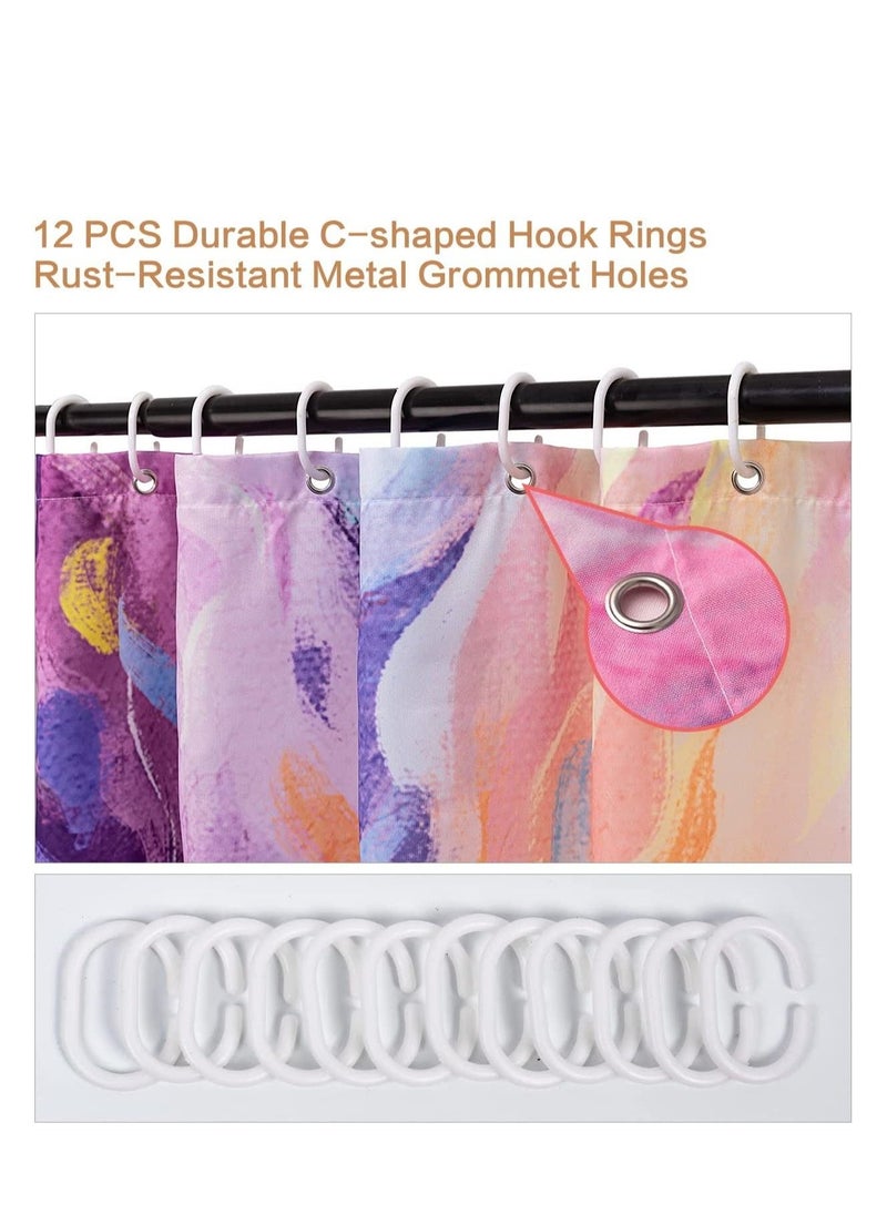 Oil Painting Tree Shower Curtain Colored Seasons Tree Shower Curtain for Bathroom with Hooks Polyester Fabric Washable Shower Curtains Sets Decorative Waterproof Bath Curtain - Image 4