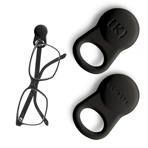 KLIPSTA SPEX Glasses Clips (Black 2-pack) - Magnetic Glasses Holder for Clothes. Eyewear Strap Alternative, ID Badge Holder. - Image 1