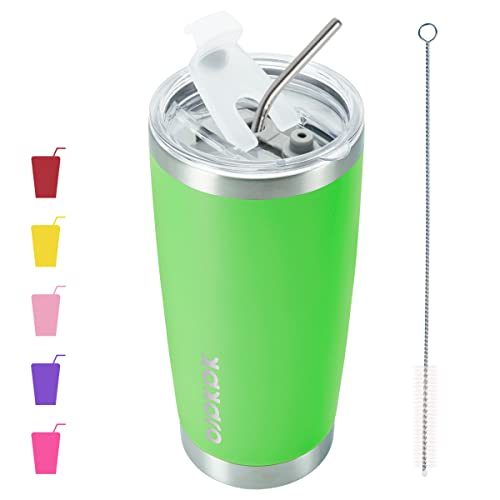 BJPKPK BJPKPK 20 oz Insulated Tumblers With Lid And Straw Stainless Steel Coffee Tumbler Cup,Green  - Image 2