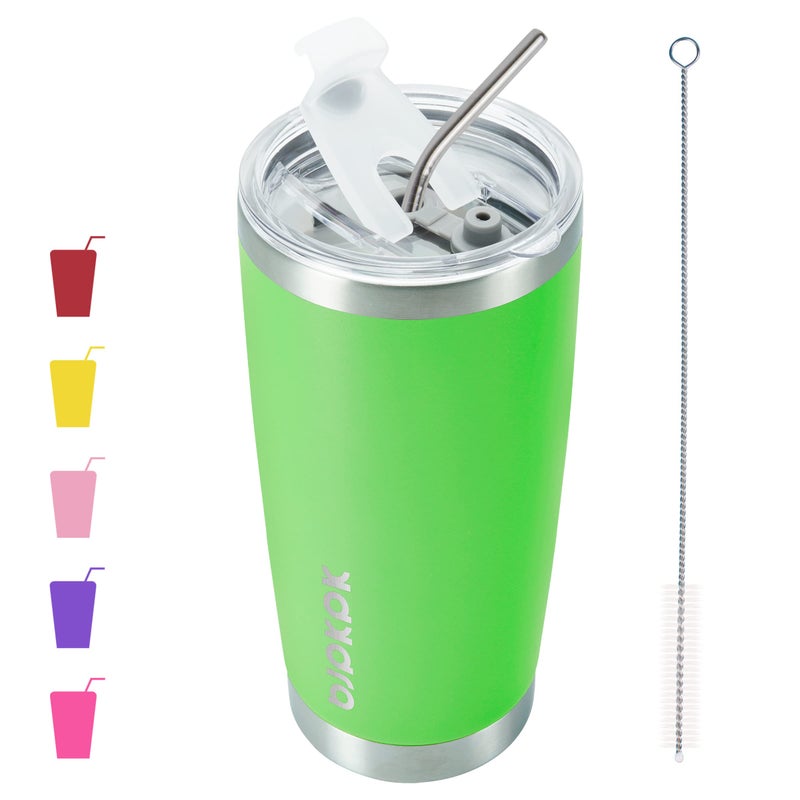 BJPKPK BJPKPK 20 oz Insulated Tumblers With Lid And Straw Stainless Steel Coffee Tumbler Cup,Green  - Image 1