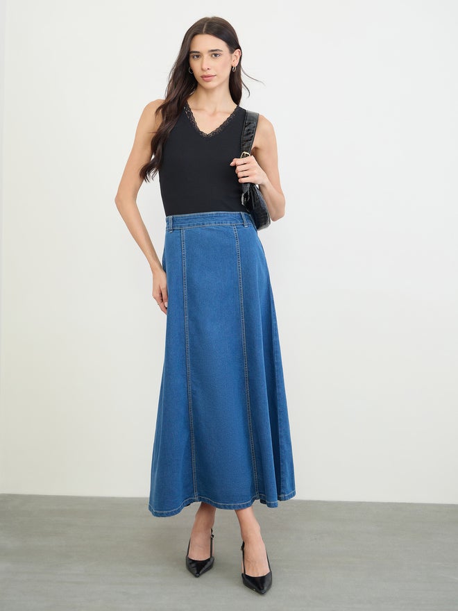 Styli Black Ribbed Lace Trim Tank - Image 2