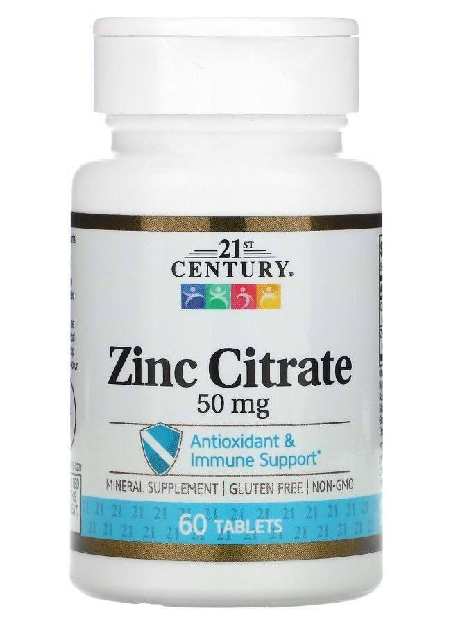 21st Century Zinc Citrate 50 mg 60 Tablets