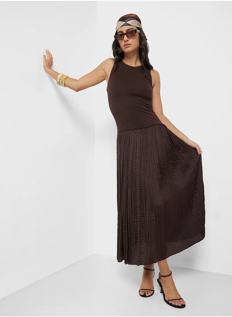 MANGO Combined-Fabric Long Dress