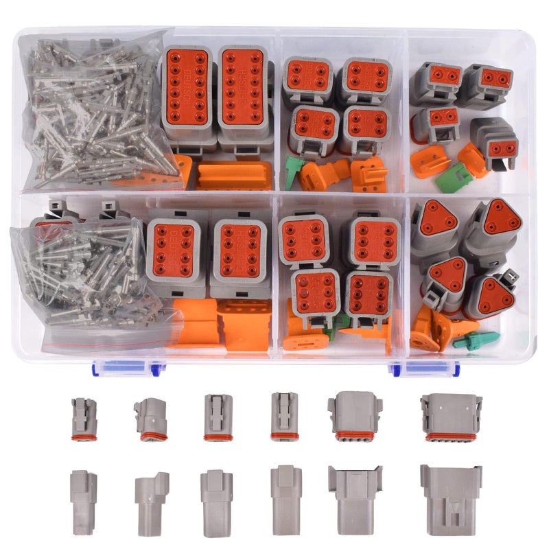 Amliber 174Pcs 12 Kits DT Series DT Connector Kit 2 3 4 6 8 12 Pin Connectors with Size 16 Stamped Contacts for Deutsch Connector IP68 Waterproof Automotive Electrical Connectors Plug - Image 3