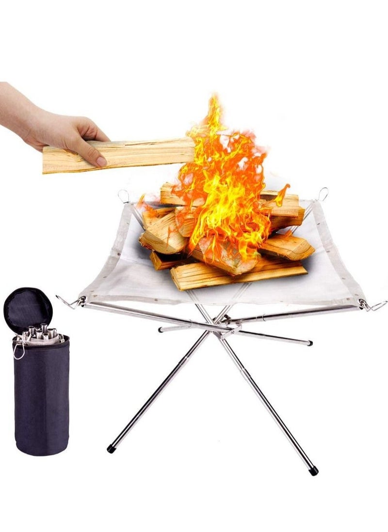 Generic - Portable Fire Pit Outdoor Camping Fire Pit Foldable Steel Mesh Fire Pits Fireplace - Image 1