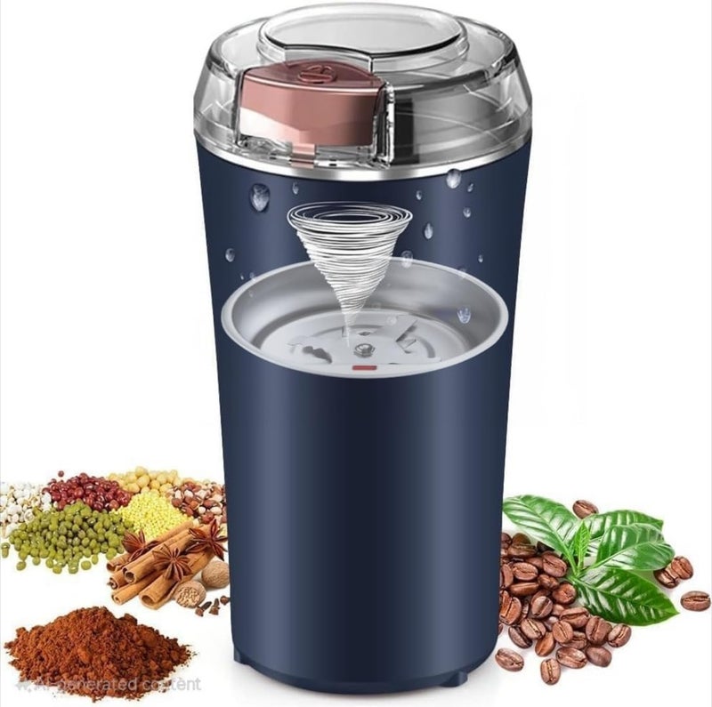REWOF 4-Blade Electric Coffee & Spice Grinder – Stainless Steel Portable Mixer for Coffee Beans, Masala, Herbs, Dry Spices & Nuts – One-Touch Push Button Control, Compact & Durable for Home Kitchen - Image 1