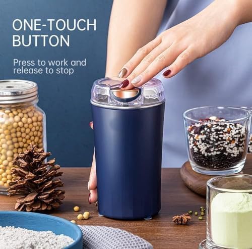REWOF 4-Blade Electric Coffee & Spice Grinder – Stainless Steel Portable Mixer for Coffee Beans, Masala, Herbs, Dry Spices & Nuts – One-Touch Push Button Control, Compact & Durable for Home Kitchen - Image 5