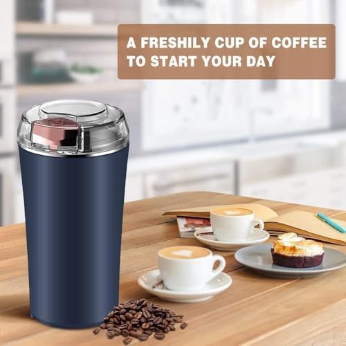 REWOF 4-Blade Electric Coffee & Spice Grinder – Stainless Steel Portable Mixer for Coffee Beans, Masala, Herbs, Dry Spices & Nuts – One-Touch Push Button Control, Compact & Durable for Home Kitchen - Image 2