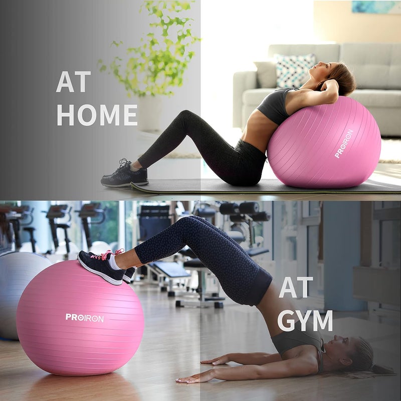 PROIRON Yoga Ball Anti-Burst Exercise Ball Chair with Quick Pump Slip Resistant Gym Ball Supports 500KG Balance Ball for Pilates Yoga Birthing Pregnancy Stability Gym Workout Training - Image 5