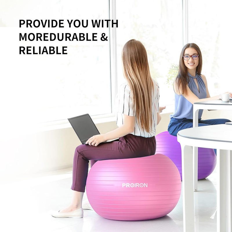 PROIRON Yoga Ball Anti-Burst Exercise Ball Chair with Quick Pump Slip Resistant Gym Ball Supports 500KG Balance Ball for Pilates Yoga Birthing Pregnancy Stability Gym Workout Training - Image 4