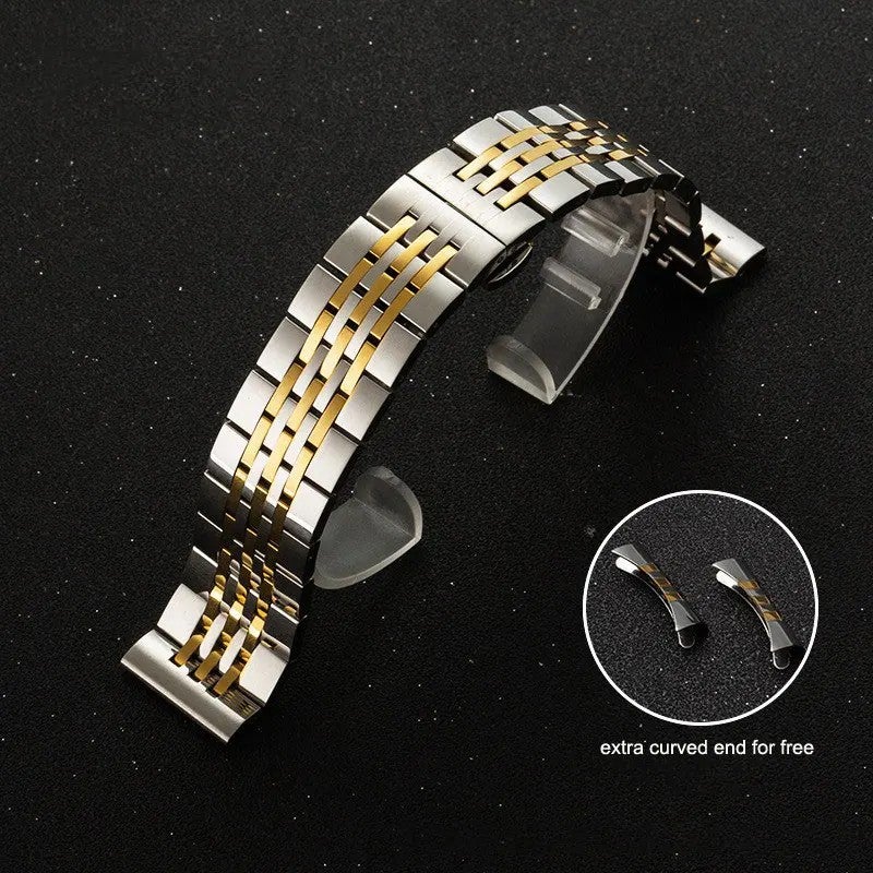 Bluejw 12mm to 24mm Seven Beads Solid Stainless Steel Watch Band – Classic Metal Strap Replacement for Apple Watch with 7 Links - Image 1