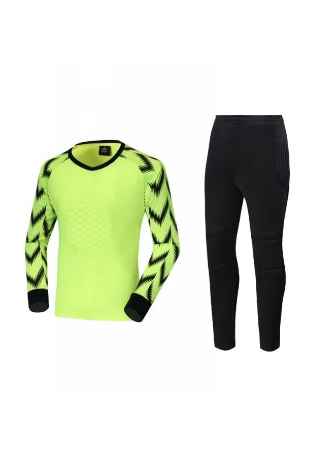 Hengleda 2025 New Football Long Sleeve Goalkeeper Jersey Suit for Adults and Kids - Fluorescent Green