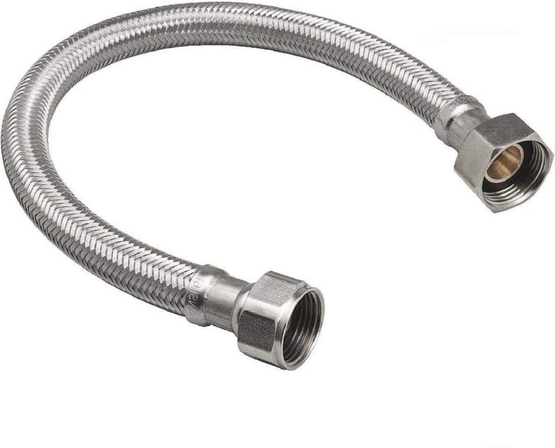 EZ-FLUID موصل سخان مياه مرن من الفولاذ المقاوم للصدأ بطول 15 بوصة مع جديلة للأنابيب الحديدية الأنثوية، 3/4 بوصة FIP × 3/4 بوصة FIP - Image 1