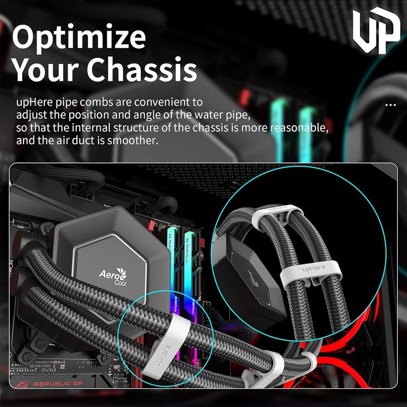 upHere CPU Liquid Coolers Tube Combs 8 Pieces Set =4 Pieces for Tube Diameter Up to 11 mm （0.43in）/4 Pieces for Tube Diameter Up to 13 mm （0.51in） White-CM408 - Image 5