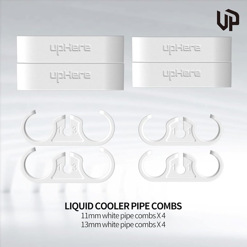 upHere CPU Liquid Coolers Tube Combs 8 Pieces Set =4 Pieces for Tube Diameter Up to 11 mm （0.43in）/4 Pieces for Tube Diameter Up to 13 mm （0.51in） White-CM408 - Image 2