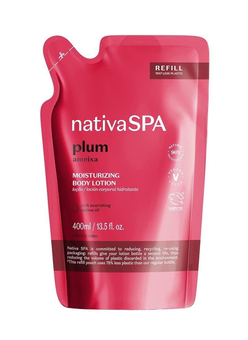 NATIVA SPA O BOTICÁRIO - Nativa SPA by O Boticário, Plum Moisturizing Body Lotion Refill Pack, Fragranced Moisturizer Enriched with Purified Quinoa Drops to Boost Hydration, 13.5 Ounce - Image 1