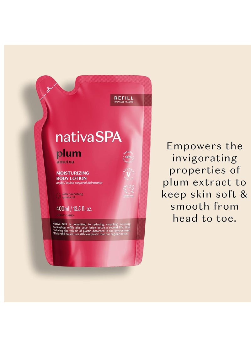 NATIVA SPA O BOTICÁRIO - Nativa SPA by O Boticário, Plum Moisturizing Body Lotion Refill Pack, Fragranced Moisturizer Enriched with Purified Quinoa Drops to Boost Hydration, 13.5 Ounce - Image 1